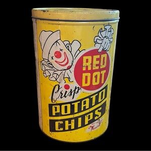Vintage 1950's Red Dot Potato Chips One Pound Tin
